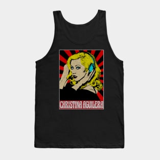 Christina Aguirela Headset Pop Art Style Tank Top